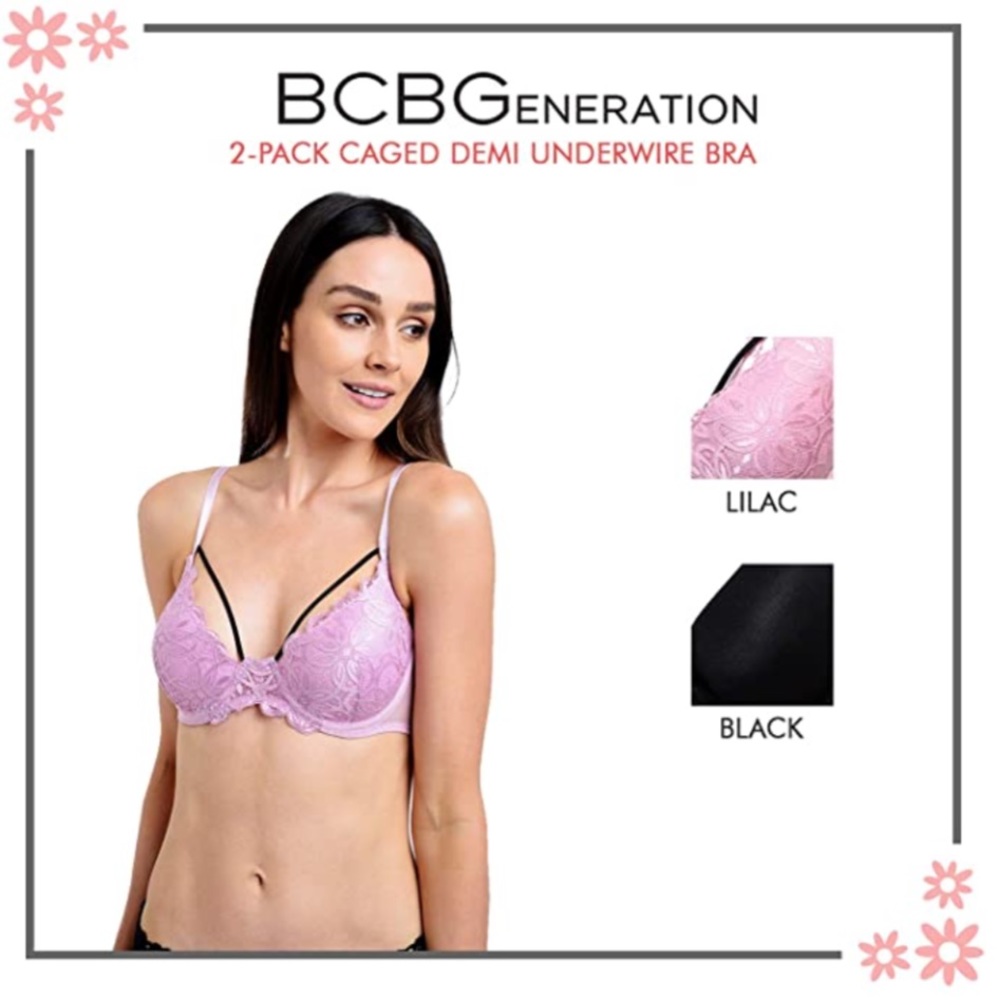 Bcbgeneration 2-Pack Classic Bra, Black/Lilac - image 5